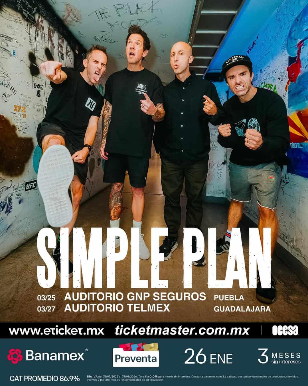 Simple Plan llega a Puebla y Guadalajara: el pop punk vuelve a rugir en México