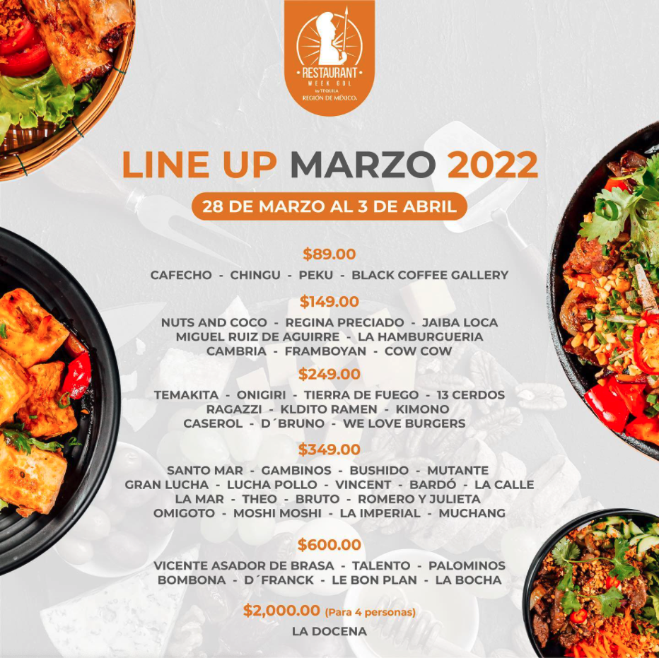 Menú Restaurant Week GDL 2022